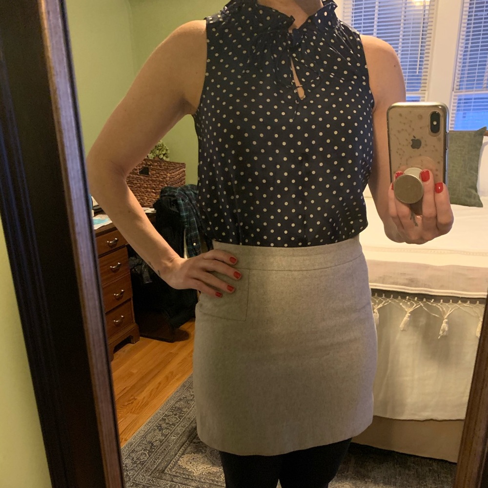 J.Crew Ruffle Neck Sleeveless Silk Blouse